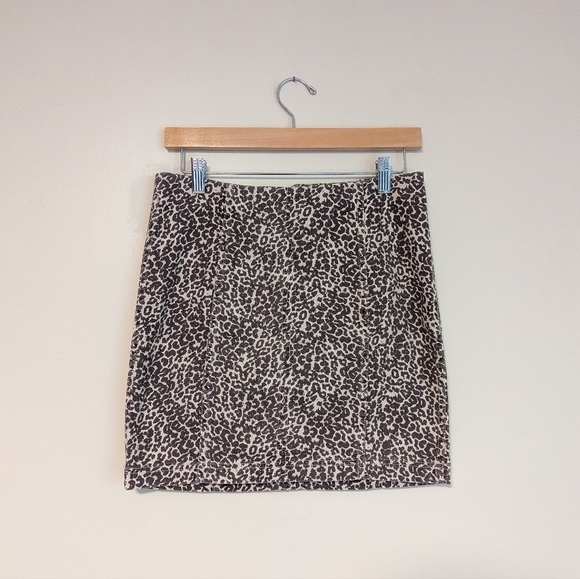 Free People Dresses & Skirts - Free People Leopard Denim Mini Skirt